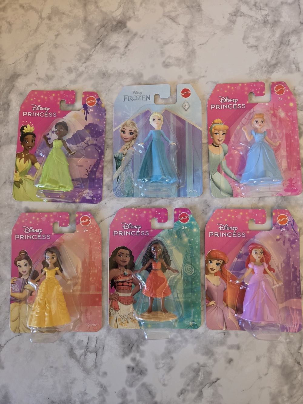 Disney Princess Mini Dolls Set of 6 - Pink, Blue, Green, Yellow, Orange, Purple